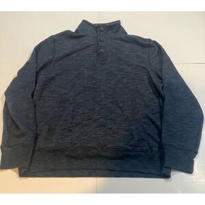 GH Bass Co Pullover Mens Large Blue Long Sleeve 1/4 Button Knit  Sherpa Collar